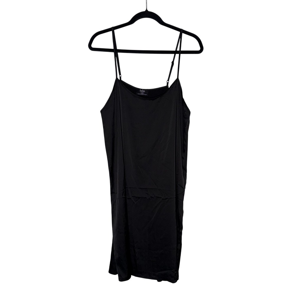 lala. Slip Dress Women L/XL+ Black Excellent Adjustable Spaghetti Straps Cami